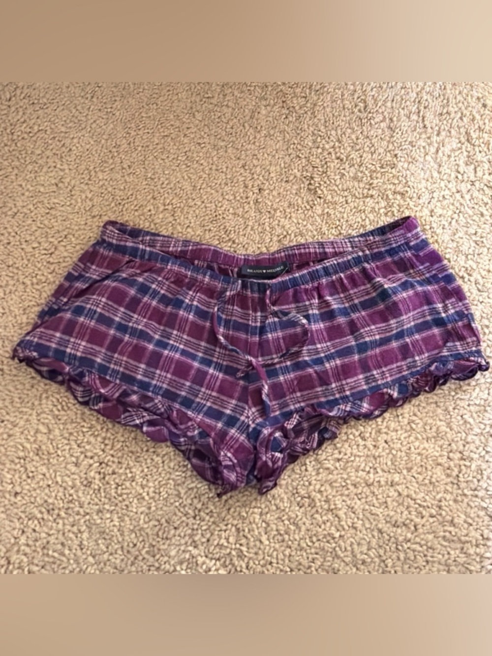 Brandy melville poppy plaid ruffle shorts